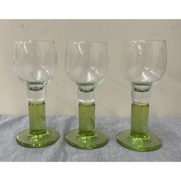 Bormioli Rocco Limoncino Liquor Shot Glasses Cordial Green Stemmed (QTY 3) Chrty - Picture 3 of 9